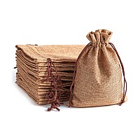 Tendwarm 20 Pcs 4X6 Inch Linen Burlap Bags With Drawstring Reusable Grocery Craft Gift Bags For Christmas Birthday Wedding Party