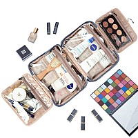 Nishel Hanging Travel Toiletry Bag Visible Makeup Organizer Makeup Case For Travel Accessories Bathroom Shower Aegeanblue