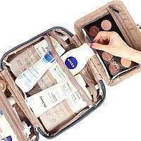 Nishel Hanging Travel Toiletry Bag Visible Makeup Organizer Makeup Case For Travel Accessories Bathroom Shower Aegeanblue