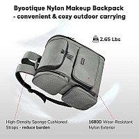 Byootique Makeup Backpack Soft Sided Makeup Train Case Travel Barber Cosmetic Bag Double Layer Organize Storage With Heat Isolat