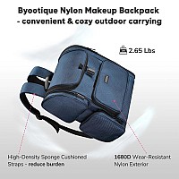 Byootique Makeup Backpack Soft Sided Makeup Train Case Travel Barber Cosmetic Bag Organize With Heat Isolation Side Pocket Extra