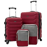 Wrangler 4 Piece Luggage And Packing Cubes Setexpandable Red