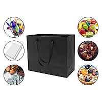 Huaprint Black Paper Bagsgift Bagsshopping Bags With Ribbon Handles30 Packs 13X5X10Inchretail Bagsparty Favor Bagsmerchand