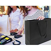 Huaprint Black Paper Bagsgift Bagsshopping Bags With Ribbon Handles30 Packs 13X5X10Inchretail Bagsparty Favor Bagsmerchand