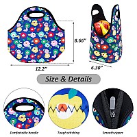 Youbdm Neoprene Lunch Bags Thermal Insulated Lunch Tote Bag Reusable Washable Neoprene Picnic Bag For Women Men Butterfly Flowe