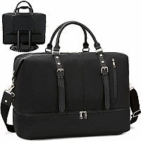 Camtop Travel Duffle Bag Women Men Waterproof Shoulder Weekender Overnight Carryon Bag Sports Tote Gym Bag Black