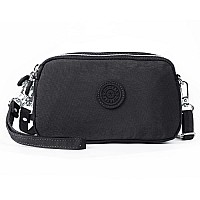 Mindesa Small Crossbody Bags Light Wristlet Clutch Walletnylon Shoulder Phone Pursewaterproof Zip Handbagsblack