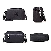 Mindesa Small Crossbody Bags Light Wristlet Clutch Walletnylon Shoulder Phone Pursewaterproof Zip Handbagsblack