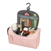 Haoguagua Hanging Travel Toiletry Bag Dopp Kit Shaving Wash Bag For Men Cosmetic Makeup Organizer For Women Pink