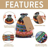 24 Pieces Egyptian Ethnic Style Jewelry Candy Pouch4 X 6 Inch Small Drawstring Gift Bags Cotton Cloth Sachet With Tags And Rope