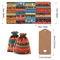 24 Pieces Egyptian Ethnic Style Jewelry Candy Pouch4 X 6 Inch Small Drawstring Gift Bags Cotton Cloth Sachet With Tags And Rope