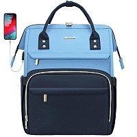 Lovevook Laptop Backpack For Women Travel Business Computer Bag Purse With Usb Port Fits 156Inch Laptop Sky Bluedark Blue