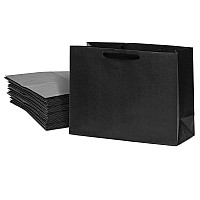 Black Gift Bags With Handles 16X6X12 Inch 25 Pack Designer Shopping Bags In Bulk Large Gift Wrap With Fabric Ribbon Handles F