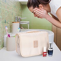 Yeegras Hanging Toiletry Bag For Women, Travel Size Toiletries Bags With Hook, Travel Makeup Bag Travel Toiletry Bag For Cosmetic Storage Organizer Bag Beige