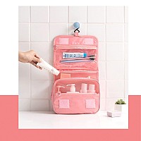 Yeegras Hanging Toiletry Bag For Women, Travel Size Toiletries Bags With Hook, Portable Cosmetic Travel Bag For Makeup Storage Organizer Bag Pink