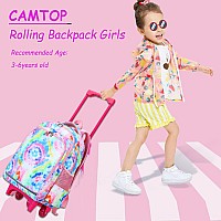 Camtop 18 Inch Rolling Backpack Girls Travel Roller Bag With Wheels Kids School Bags Wheeled Luggage Backpack Tie Dye