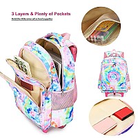 Camtop 18 Inch Rolling Backpack Girls Travel Roller Bag With Wheels Kids School Bags Wheeled Luggage Backpack Tie Dye