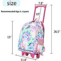 Camtop 18 Inch Rolling Backpack Girls Travel Roller Bag With Wheels Kids School Bags Wheeled Luggage Backpack Tie Dye