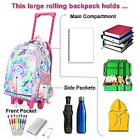 Camtop 18 Inch Rolling Backpack Girls Travel Roller Bag With Wheels Kids School Bags Wheeled Luggage Backpack Tie Dye