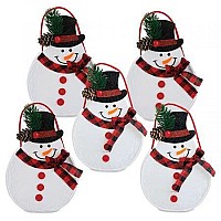 Snowman Joy Christmas Felt Treat Bags Set Of 5 Treat Bags 5 X 7 For Children Holiday Parties Teachers Decorations