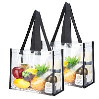 Haoguagua 2Pack Clear Tote Bag Stadium Approved 12X12X6 Transparent See Through Clear Tote Bag For Work Sports Games Concert