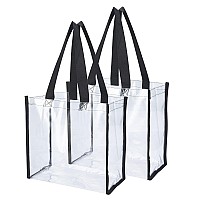 Haoguagua 2Pack Clear Tote Bag Stadium Approved 12X12X6 Transparent See Through Clear Tote Bag For Work Sports Games Concert