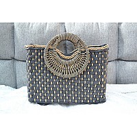 Qzunique Handwoven Straw Bag Women Summer Beach Handbag Casual Satchel Retro Top Handle Tote Clutch