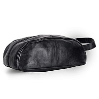 Liberty Leather Black Deluxe Sheep Napa Leather Unisex Toiletry Travel Bag Bathroom Organizershoe Bag For Men And Women Portabl