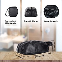 Liberty Leather Black Deluxe Sheep Napa Leather Unisex Toiletry Travel Bag Bathroom Organizershoe Bag For Men And Women Portabl