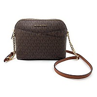 Michael Kors Jet Set Medium Crossbody Leather Handbag Brown