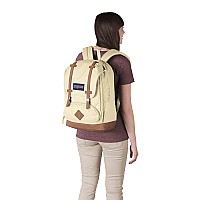 Jansport Cortlandt Laptop Backpack Coconut 15 Laptop Sleevesynthetic Leather Shoulder Computer Bag With Large Compartment