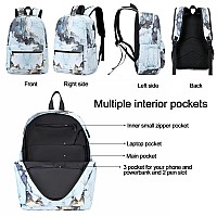 Girls School Backpack Marble Schoolbag Laptop Bookbag Insulated Lunch Tote Bag Purse Teens Boys Kids Marble 23 Blue 3 Piece