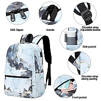 Girls School Backpack Marble Schoolbag Laptop Bookbag Insulated Lunch Tote Bag Purse Teens Boys Kids Marble 23 Blue 3 Piece