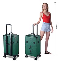 Byootique Rolling Makeup Train Case Lockable Portable Cosmetic Organizer Trolley 2 Drawer Beauty Salon