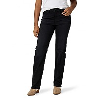 Wrangler Womens High Rise True Straight Fit Jeans Midnight Black 4 30 Us