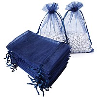 Dkrsyz 50 Pieces Gifts Organza Bags Navy Blue Drawstring 5X7 Inch For Baby Showerchristmasnurse Birthdayparty Favorweddingg