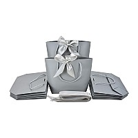 Huaprint Gift Bags With Handlesparty Favor Bags With Bow Ribbon12Pcs Grey Paper Bags For Birthday Wedding Bridesmaid Present C