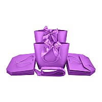 Huaprint Gift Bags With Handlesparty Favor Bags With Bow Ribbon12Pcs Purple Paper Bags For Birthday Wedding Bridesmaid Present