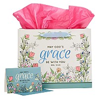 Christian Art Gifts Three Piece Landscape Gift Bag Wcard Tissue Paper Set For Women May Gods Grace Be With You Hebrews 1325