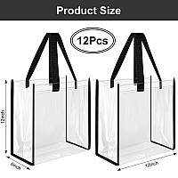 Saintrygo 12 Pcs Bulk Stadium Approved Clear Tote Bags Festival Gift Bags With Handles 12 X 12 X 6 In Plastic Tote Bag For Work