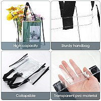 Saintrygo 12 Pcs Bulk Stadium Approved Clear Tote Bags Festival Gift Bags With Handles 12 X 12 X 6 In Plastic Tote Bag For Work