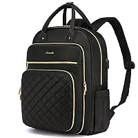 Lovevook Laptop Backpack For Women Water Resistant Travel Work Black Backpacks Purse Business Teacher Nurse Computer Bag With U