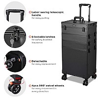 Byootique 4In1 Rolling Makeup Train Case Trolley Adjustable Led Lighted Studio Mirror Touch Screen 3000K6000K Cosmetic Storage