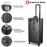 Byootique Rolling Makeup Case Trolley With Mirror Cosmetic Organizer Stroage Hair Stylist Barber Extendable Tray Hairdressing Be