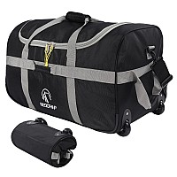 Redcamp 85L Foldable Duffle Bag With Wheels 26 1680D Oxford Collapsible Large Duffel Bag With Rollers For Camping Travel Gear