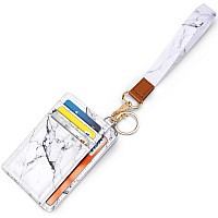 Coco Rossi Slim Front Pocket Wallet Rfid Id Card Holder Cute Small Wallet With Wrist Lanyards Key Chain Holder For Womenwhite M