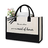 Topdesign Canvas Tote Bag For Bridesmaid Wedding Gifts For Maid Of Honor Matron Of Honor Bridal Shower Bachelorette Party Eng