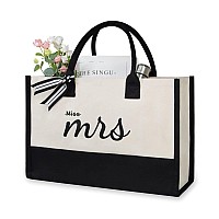 Topdesign Canvas Tote Bag Miss To Mrs Gifts For Bride Bride To Be Future Mrs On Bridal Shower Bachelorette Party Engagement