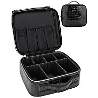 Relavel Travel Makeup Case Train Case Makeup Brush Organizer Professional Makeup Artist Makeup Bag With Adjustable Partition