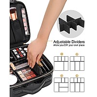 Relavel Travel Makeup Case Train Case Makeup Brush Organizer Professional Makeup Artist Makeup Bag With Adjustable Partition